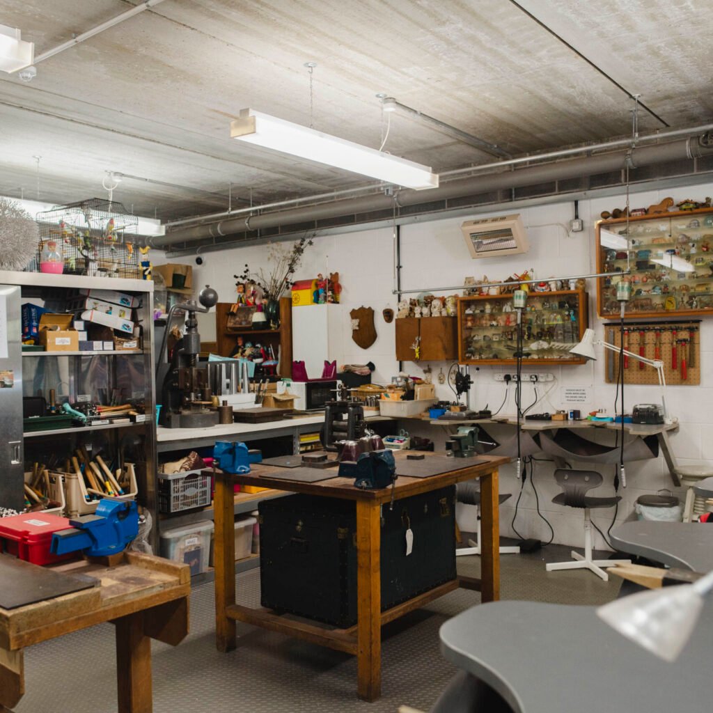 View of the workshop at studio budgie