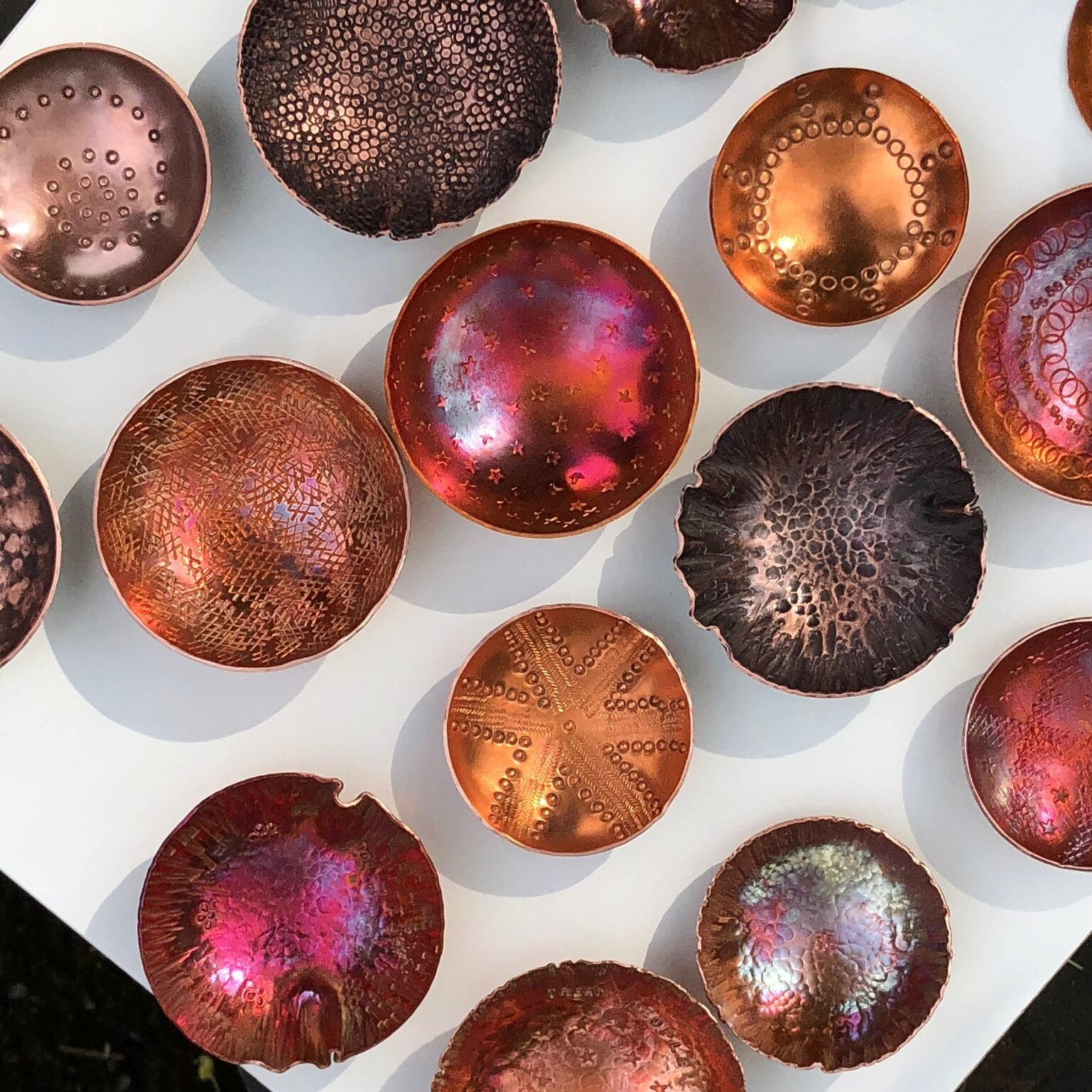 Colourful copper bowls