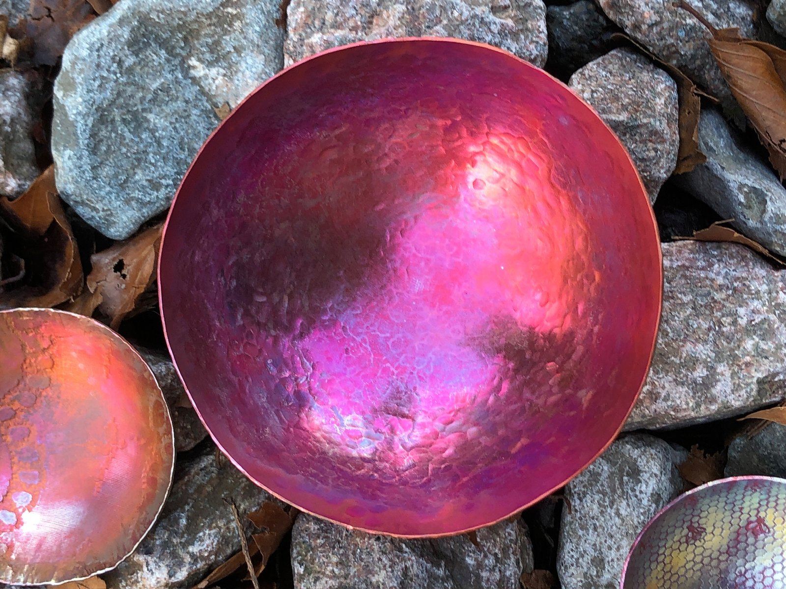 Colourful copper bowls