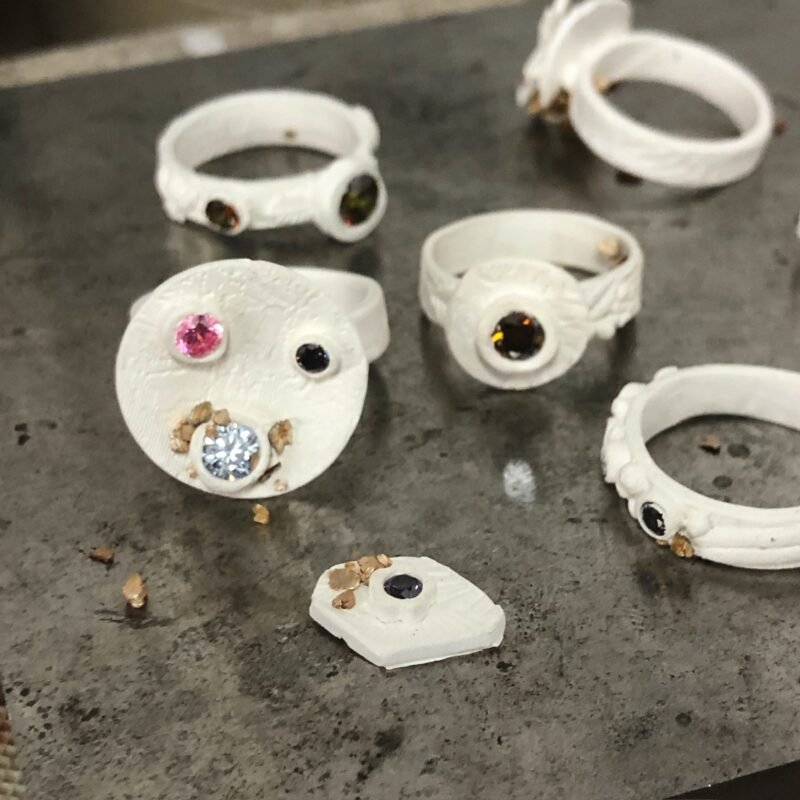 Silver clay rings fresh out of the kiln