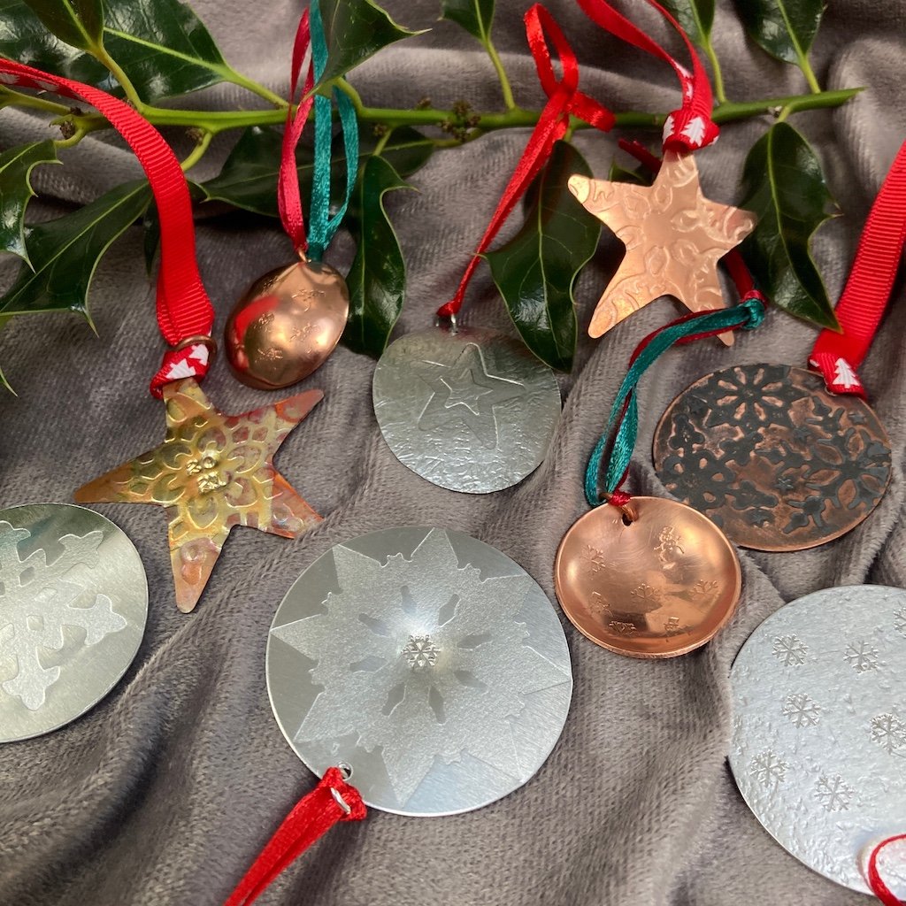 Aluminium and copper christmas decorations